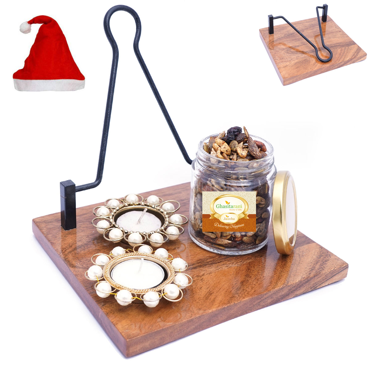 Napkin Holder with T-lites and Mixed Dryfruits Jar