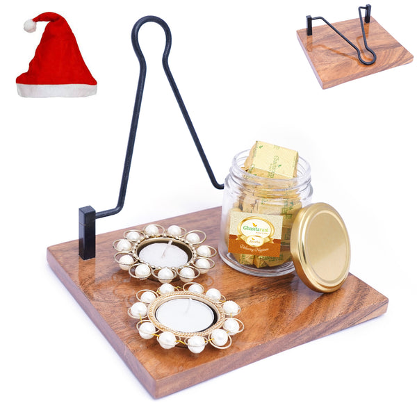 Napkin Holder with  T-lites and Mewa Bites Jar