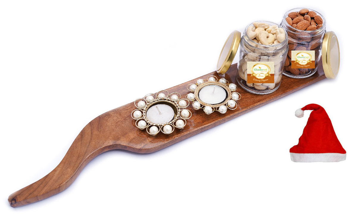 Salad Platter with T-lites, Almonds and Cashews Jars