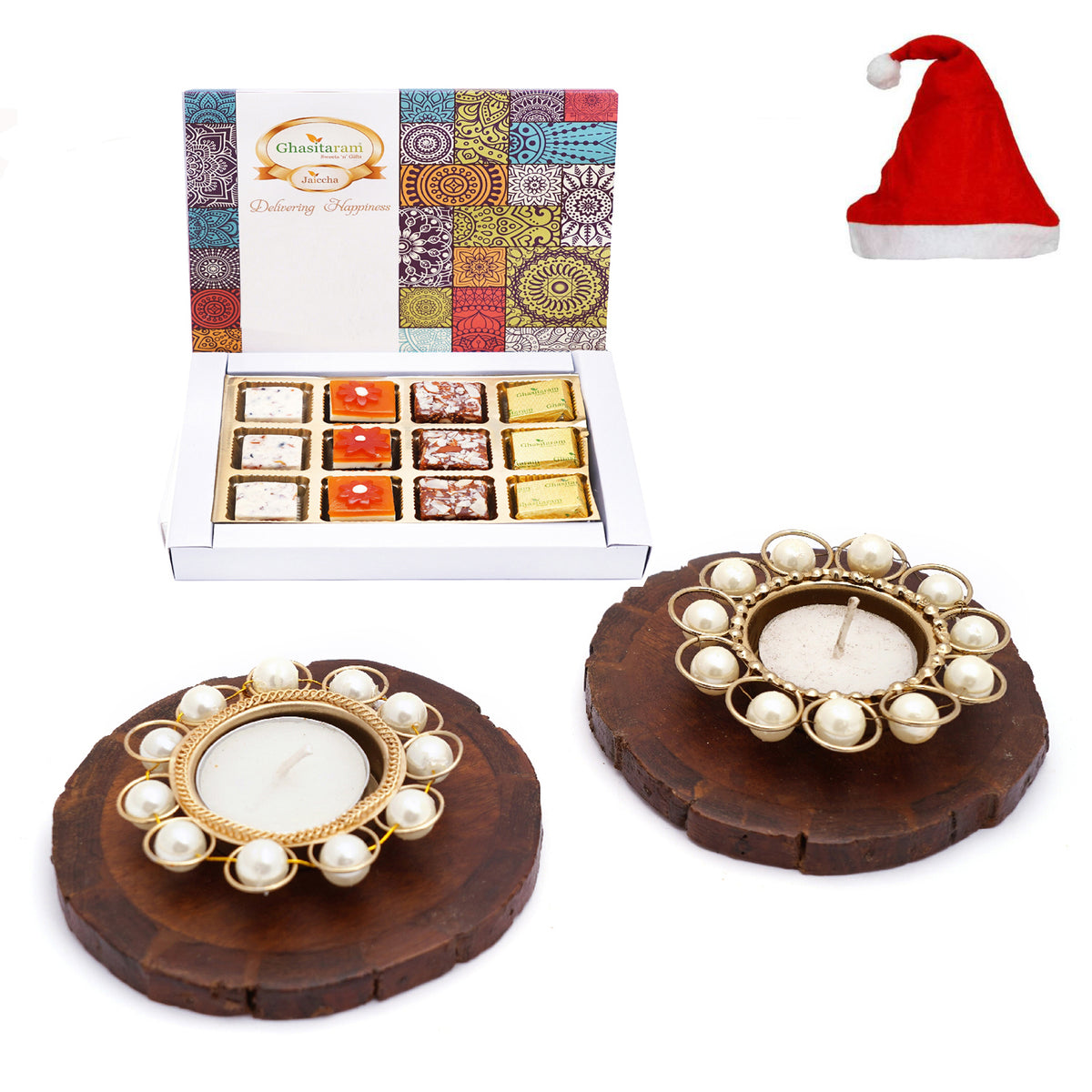 Coasters and T-Lites with Chocolate Coated Almonds