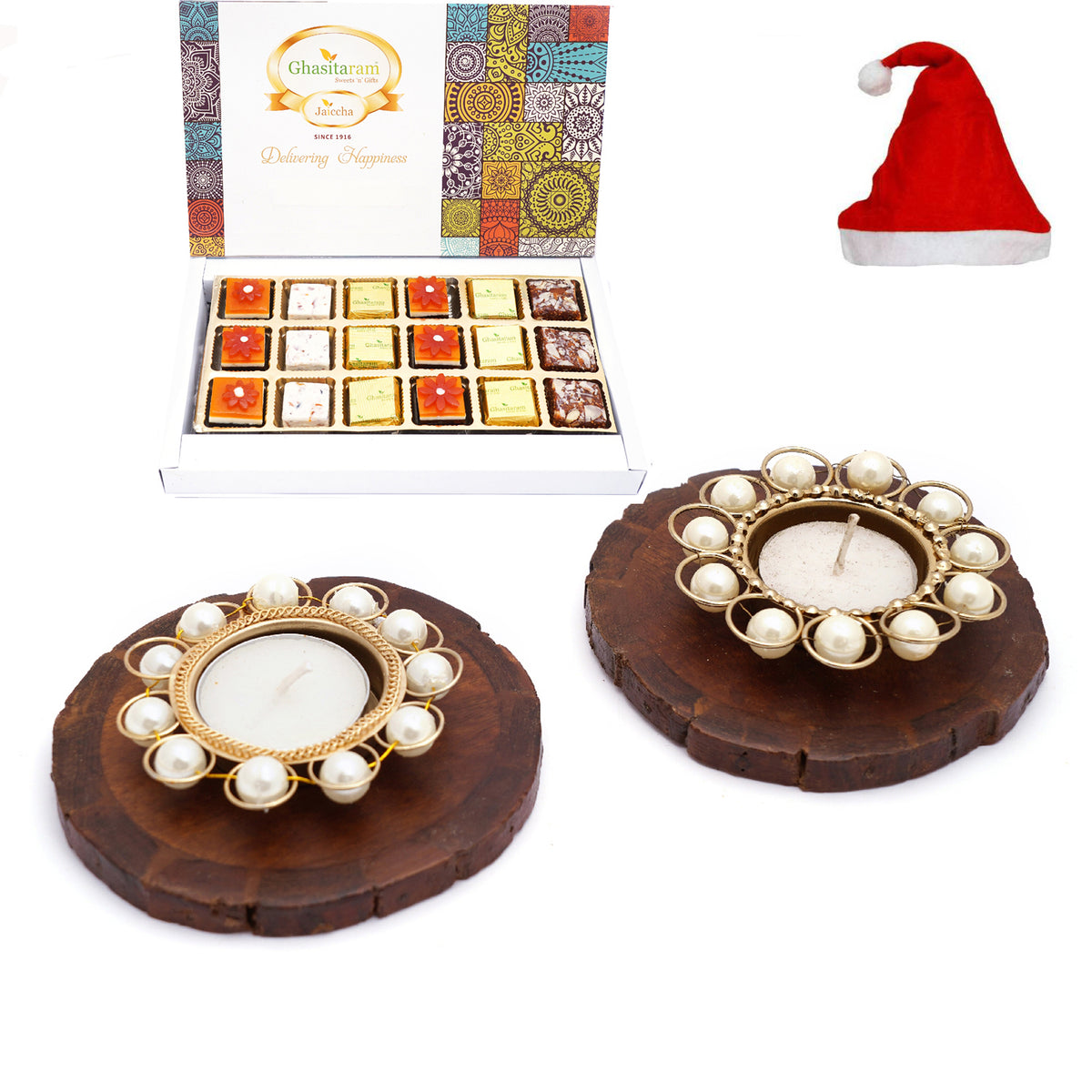 Coasters and T-Lites with Chocolate Coated Almonds