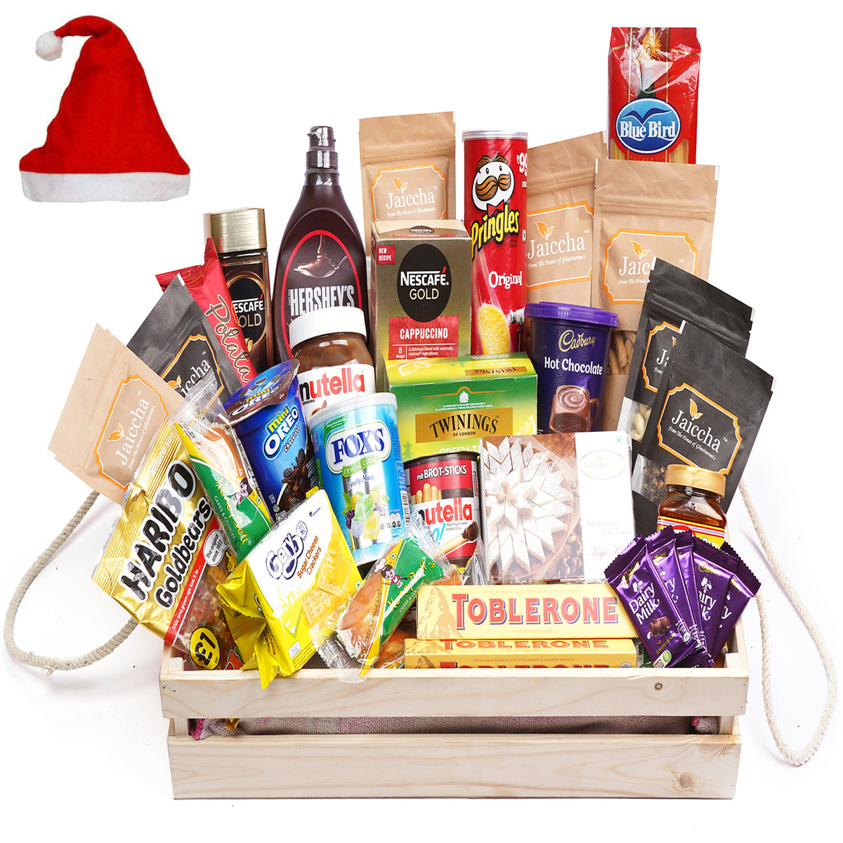 Jumbo Wooden Basket Hamper  of 40 Goodies