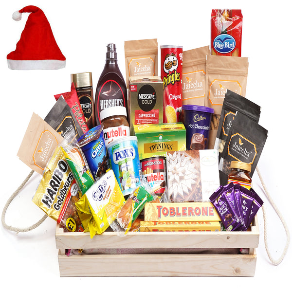 Jumbo Wooden Basket Hamper  of 40 Goodies