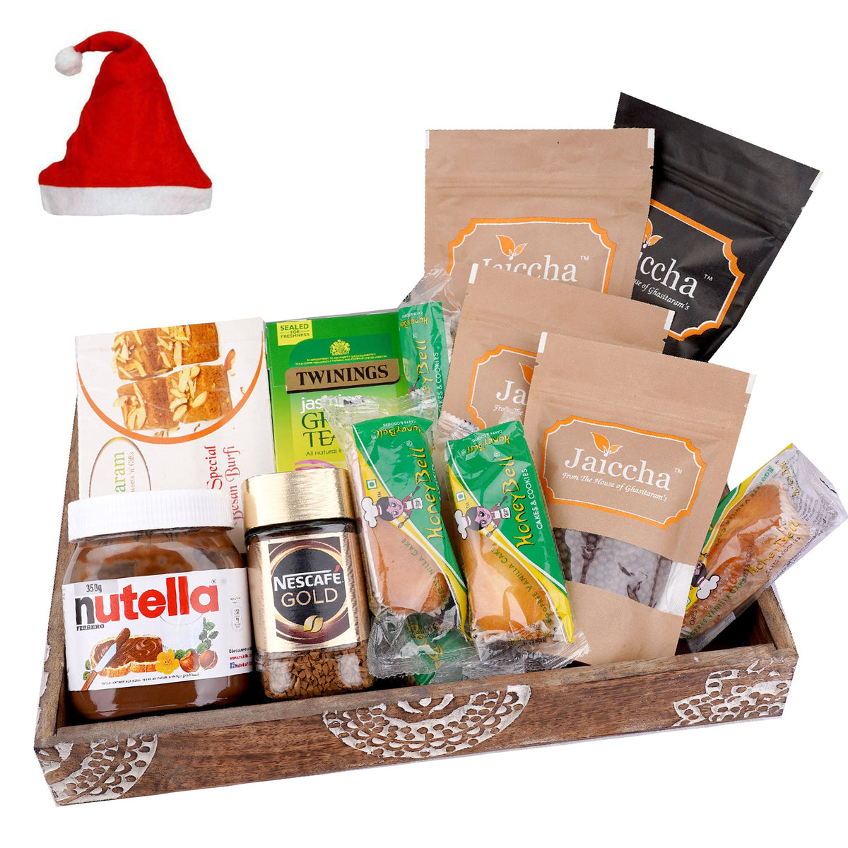 Wooden Tray Hamper with Besan Barfis