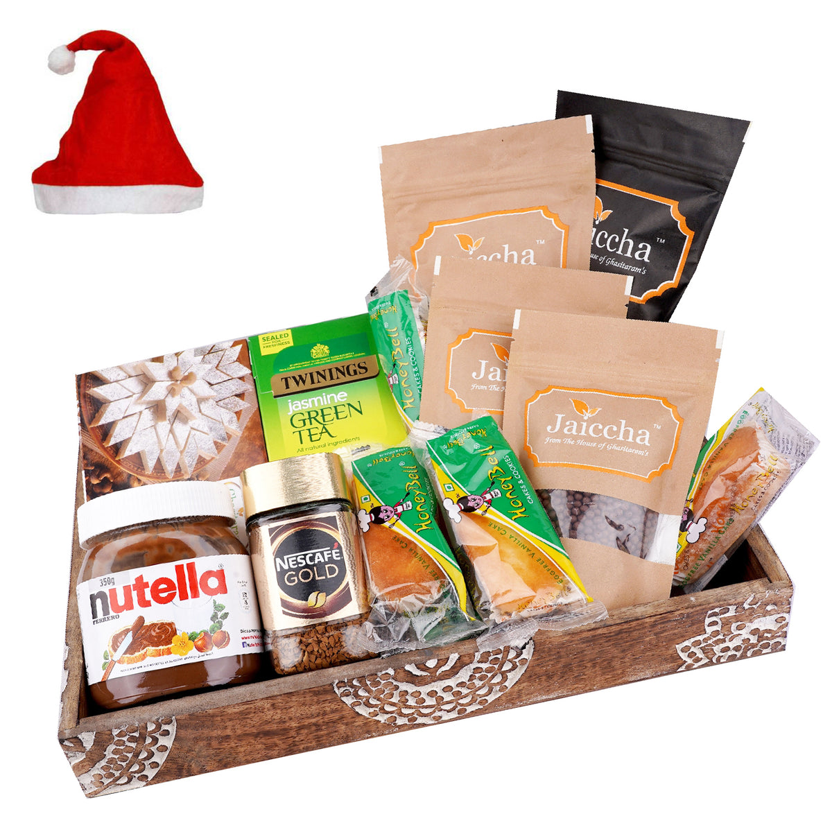 Wooden Tray Hamper with Kaju Katlis
