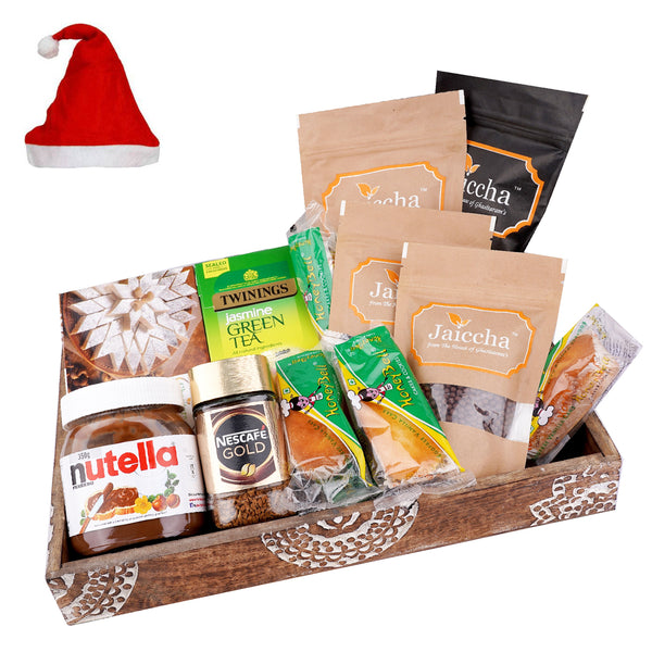 Wooden Tray Hamper with Kaju Katlis