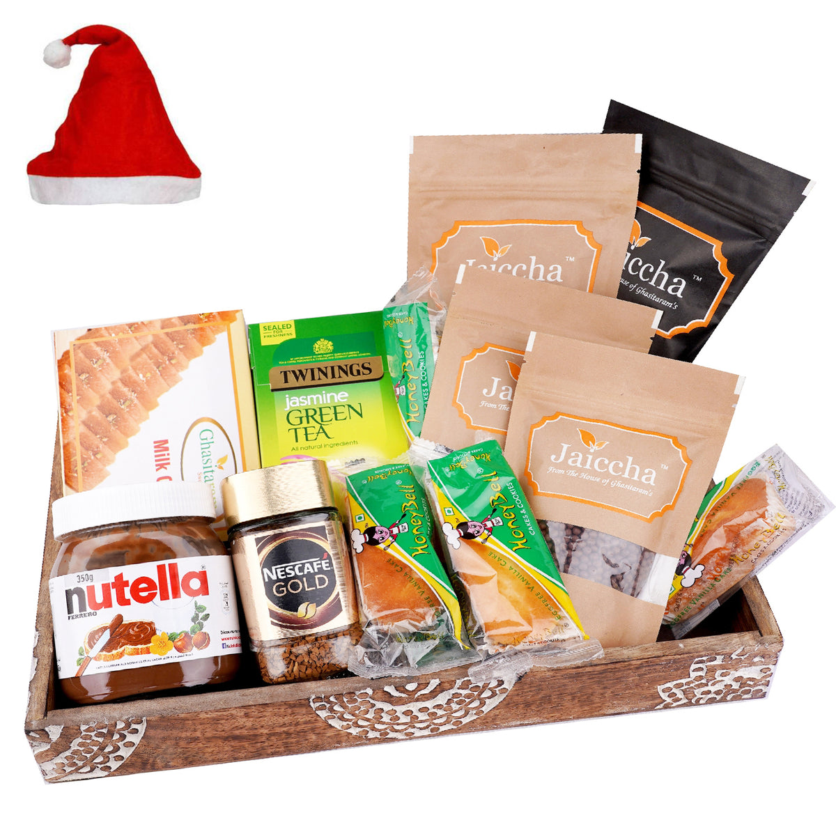 Wooden Tray Hamper with Milk Cakes
