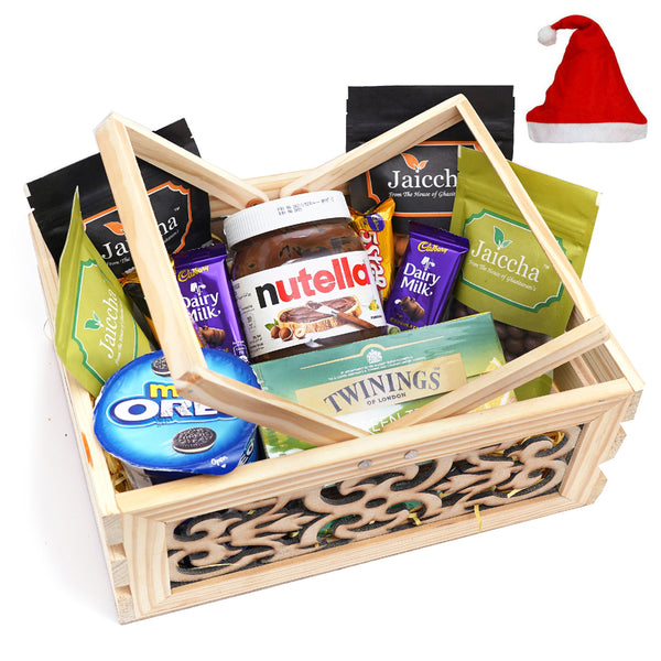 Wooden Laser Handle Basket of 11 Goodies