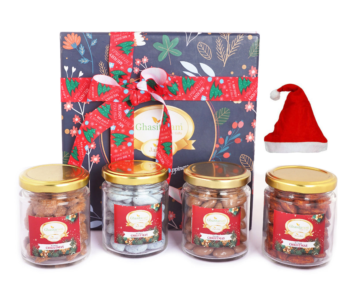 Hamper Box with 4 Christmas Jars 