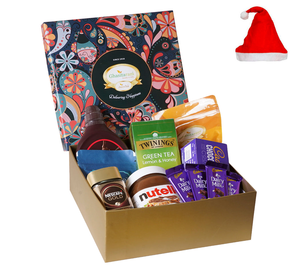 Christmas Gifts-Ghasitaram Big Hamper box of 12 Goodies with Cans