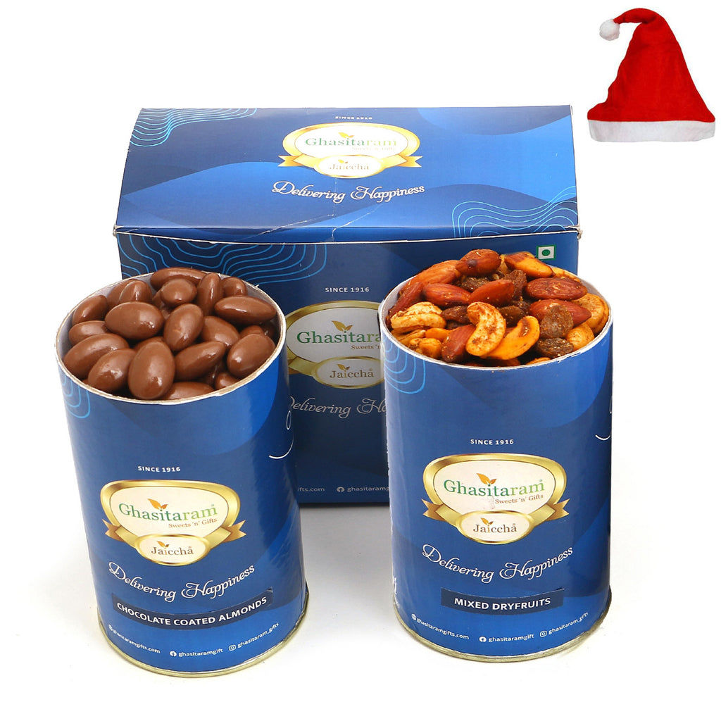 Christmas Gift-Chocolate Almonds and Mix Dryfruits Cans