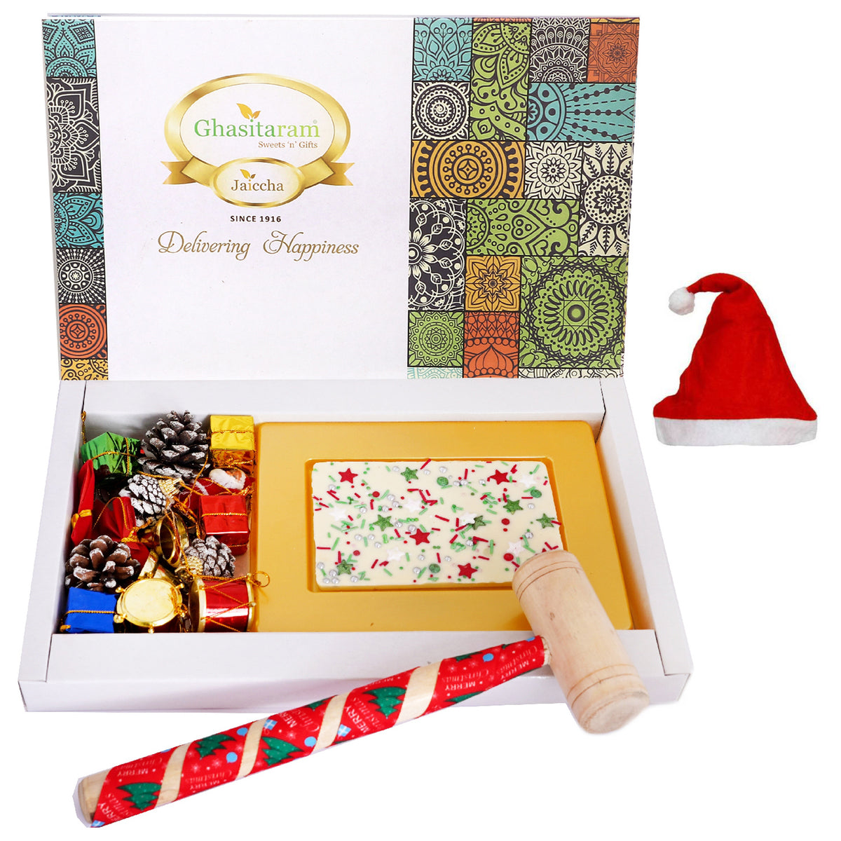 Christmas Colourful Chocolate Bark with Décor