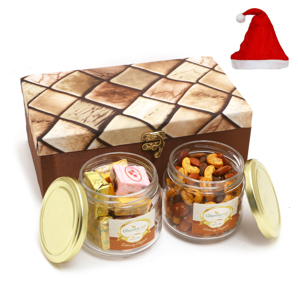 Christmas Gifts-Miracle Box of 2 Jars Of Assorted Bites and Mix Dryfruits
