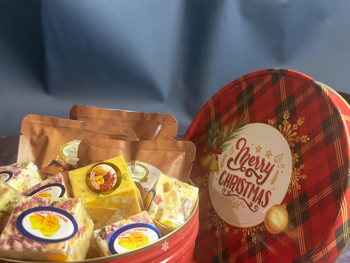 Merry Christmas Tin Box with assorted Bites
