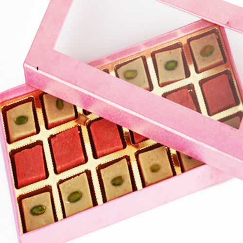 Ghasitaram's Strawberry Squares in Pink Box