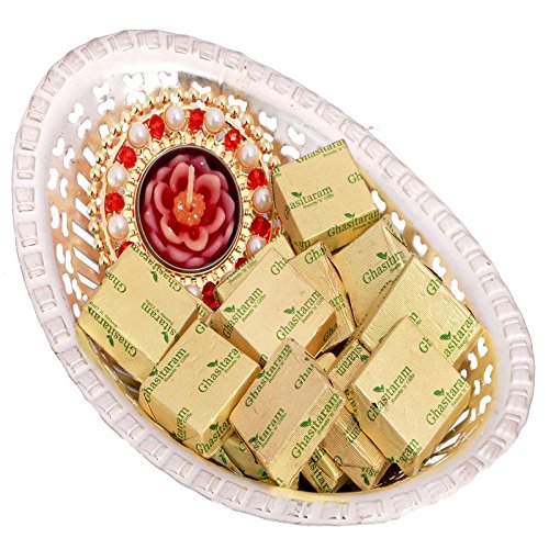 Diwali Hampers-Oval Bowl with T-lite and Chocolates