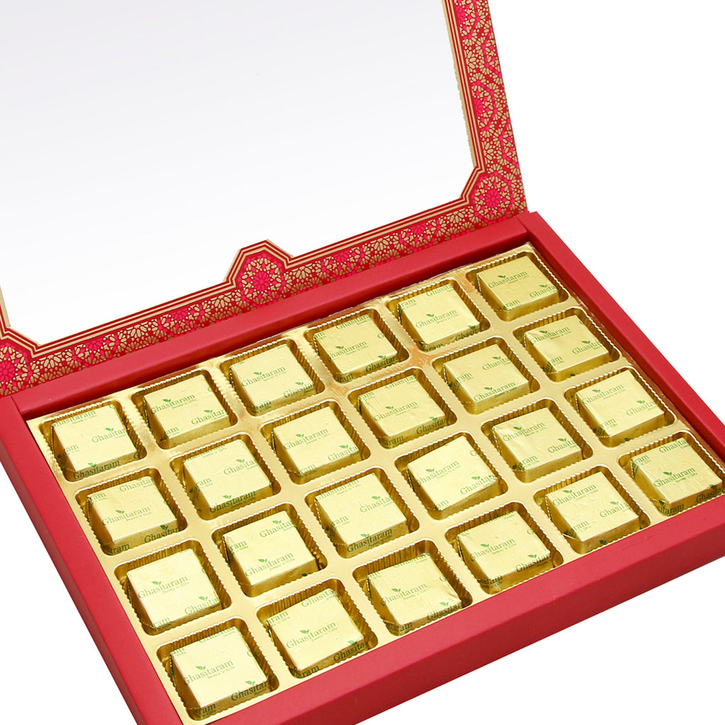 Diwali Sugarfree Chocolates- 24 pcs Pink Printed Assorted Sugarfree Chocolate Box