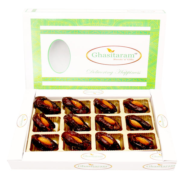 Premum Dates with Almonds in White Box