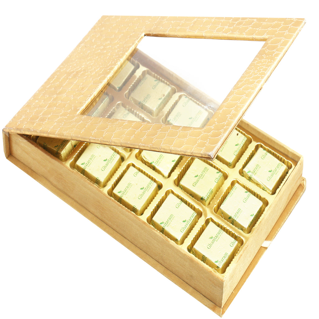 Golden Leather Finish 15 pcs Chocolates  Box