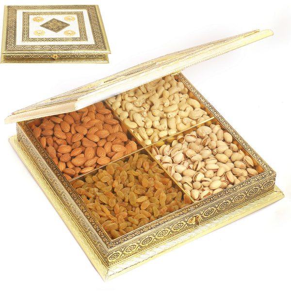 White Gold Big BH- 1018 Minakari Dryfruit Box 800 gms