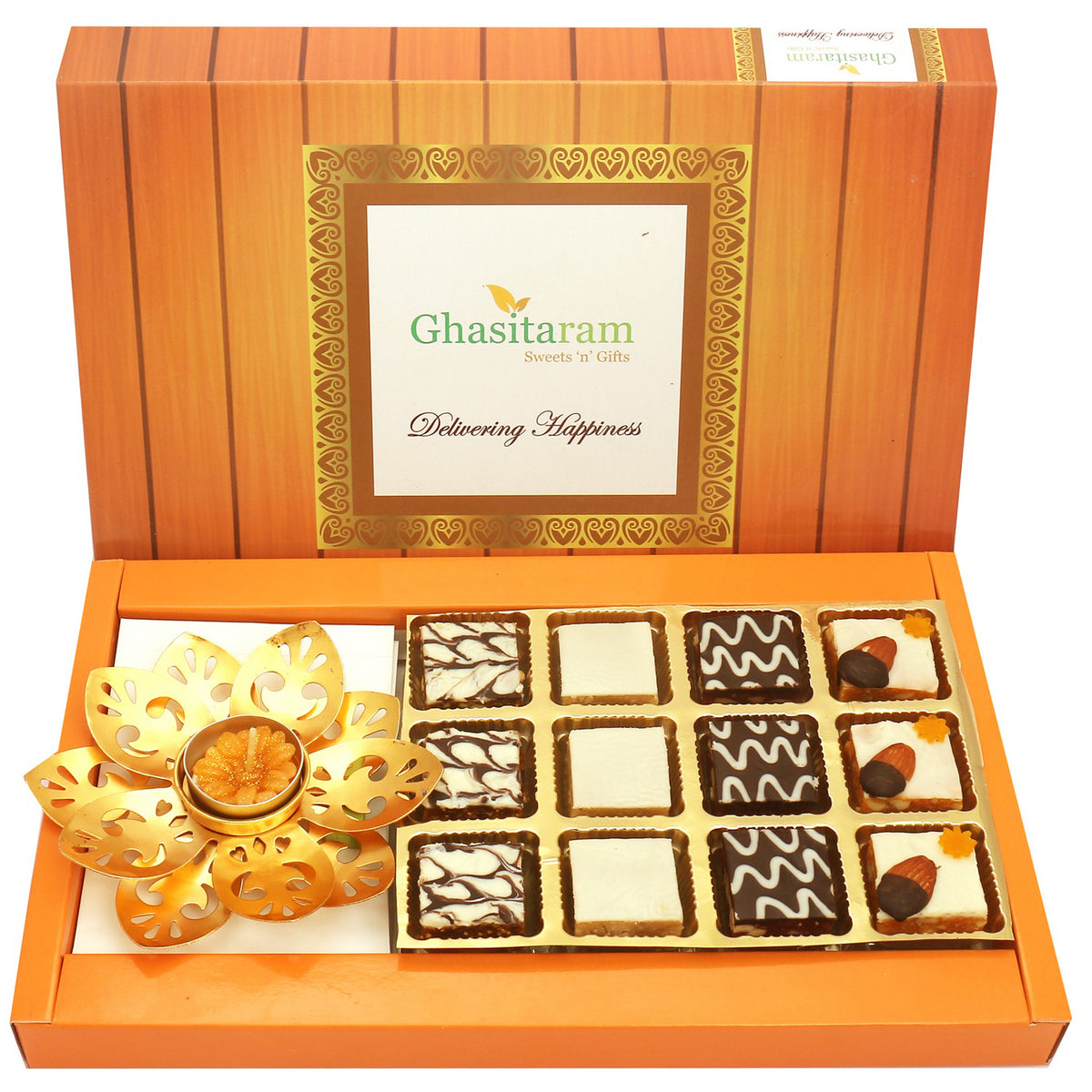 Diwali Gifts-12 Pcs Chocolate Dryfruit Bites and T-Lite
