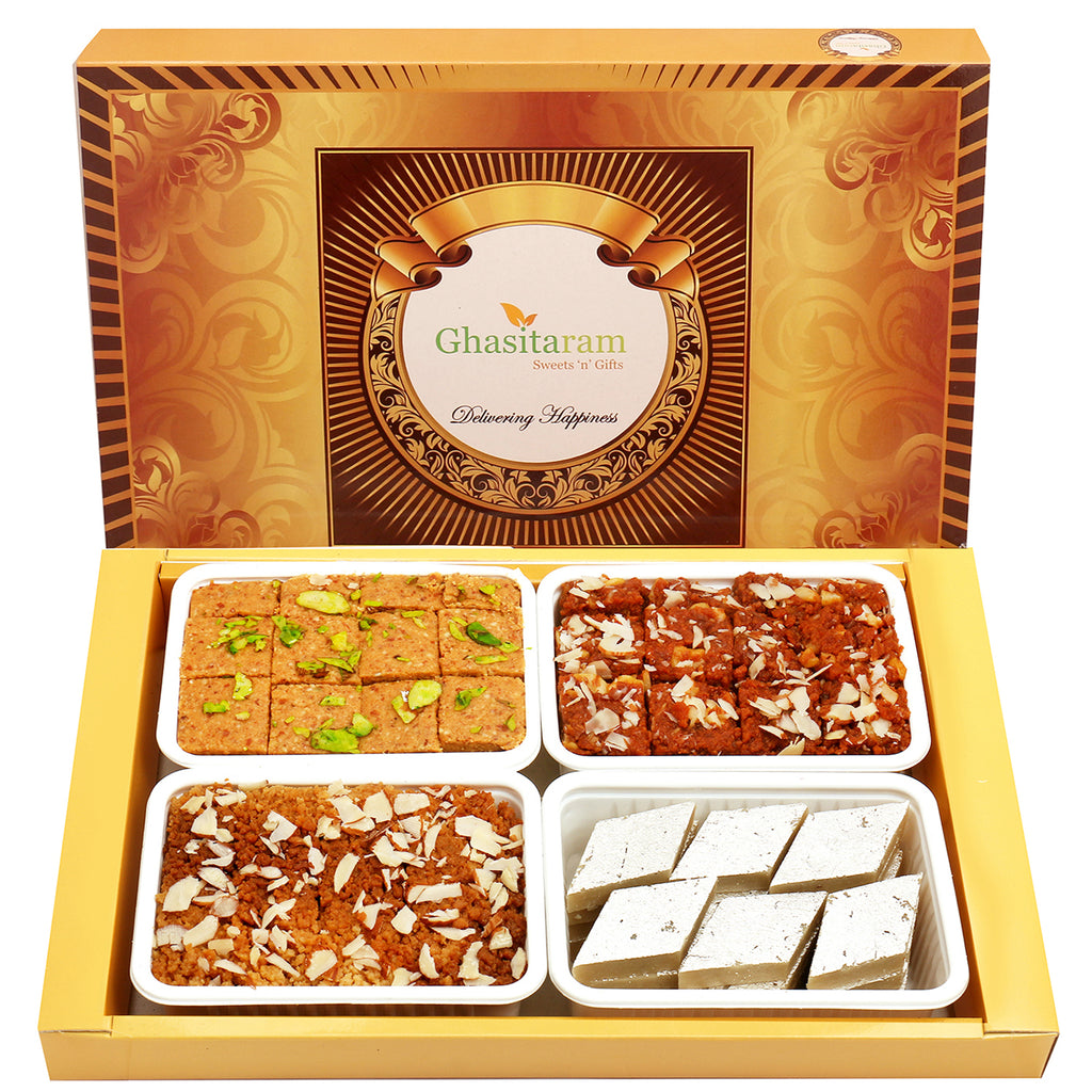 Diwali Gifts-Big Box of Kaju Katli, Besan Barfi, Dodha Barfi and Milk Cake