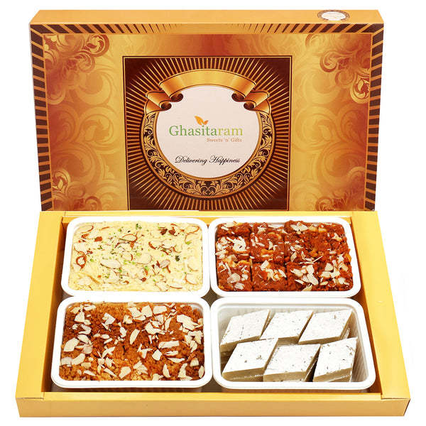 Diwali Gifts-Big Box of Kaju Katli, Soan Papdi, Dodha Barfi and Milk Cake