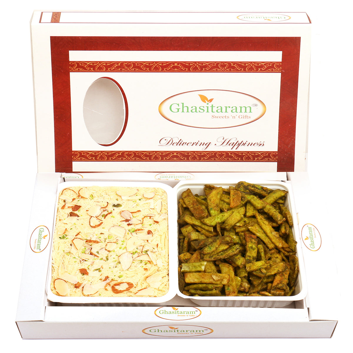 Diwali Gifts-Soan Papdi and Palak Potato Chips Hamper