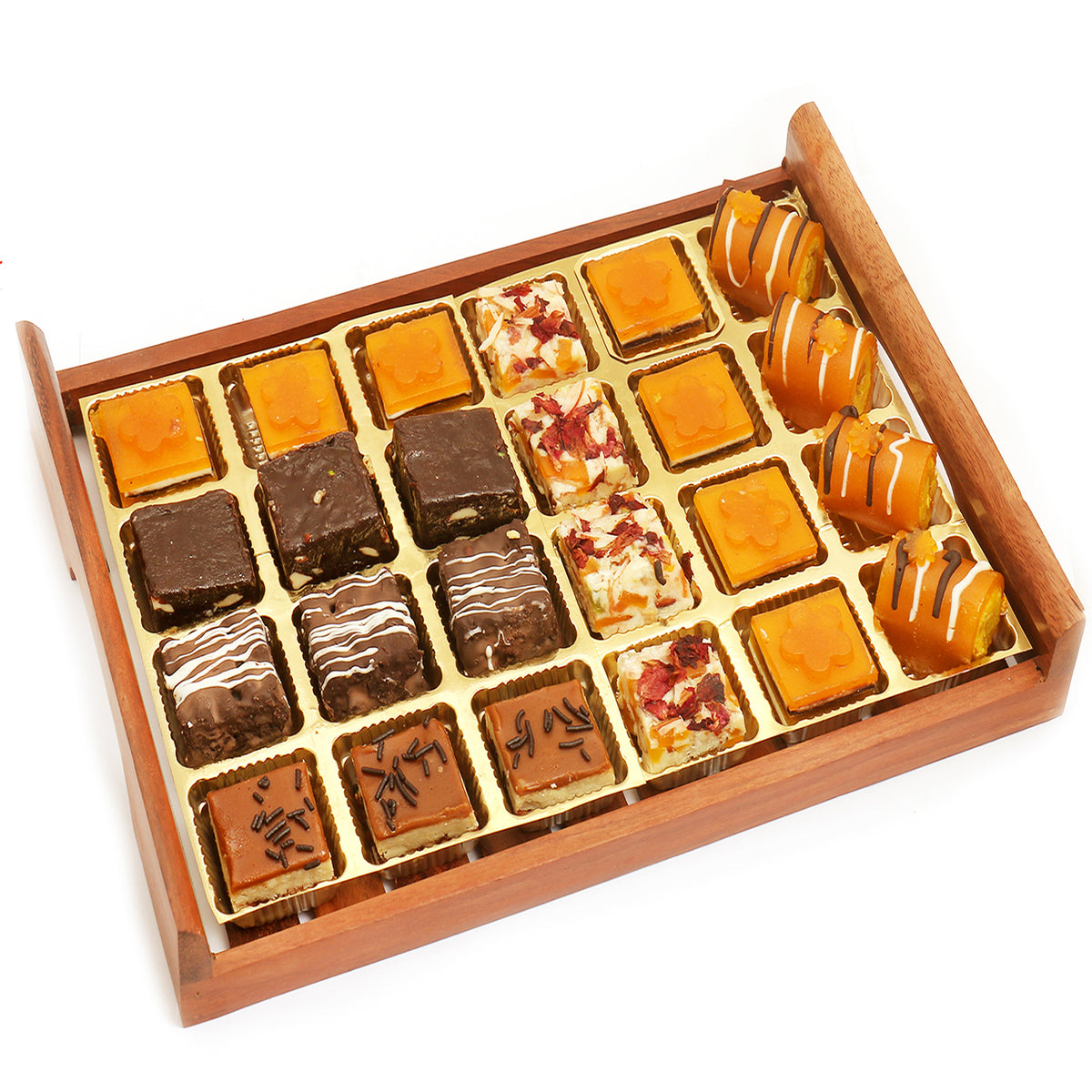 Wooden Mango Delight and Rakhi Special Sweets Serving Tray