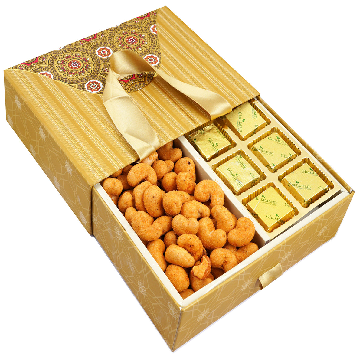 Bag box with Crunchy Coated Cashews  and Mewa Bites 
