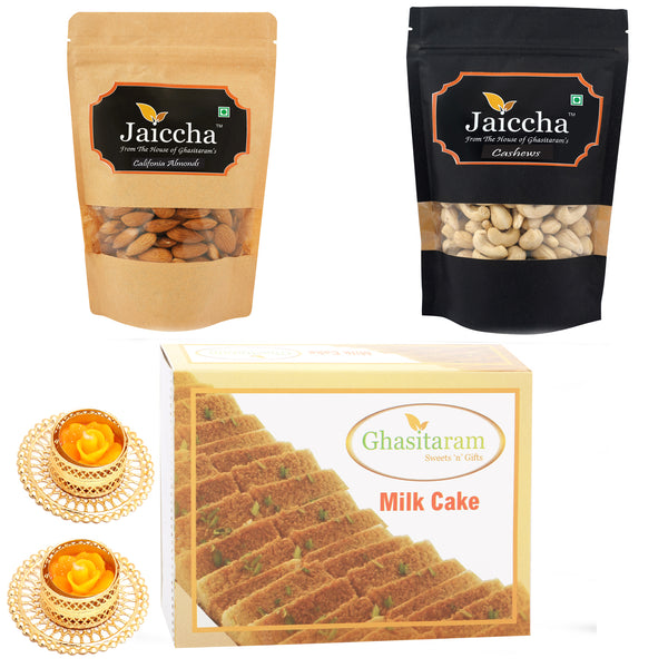 Best of 3 Almonds, Cashews and Milk Cake  with 2 T-lites