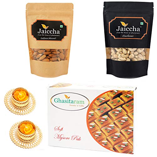 Best of 3 Almonds, Cashews and Mysore Pak  with 2 T-lites