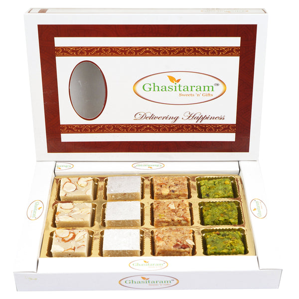 Assortment of Pure Kaju Badam Pista and Walnut Barfis 18 pcs