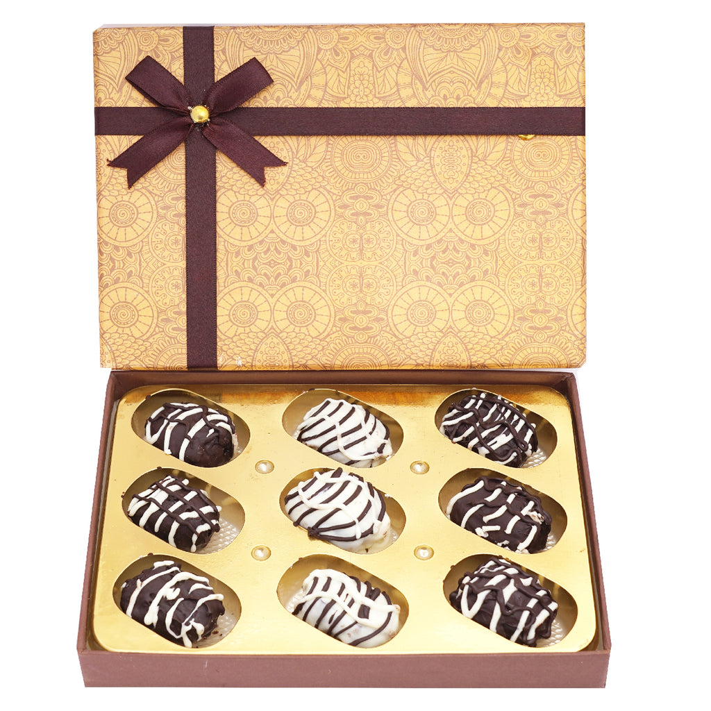 Brown Print Assorted Chocolate Coated Dates Box