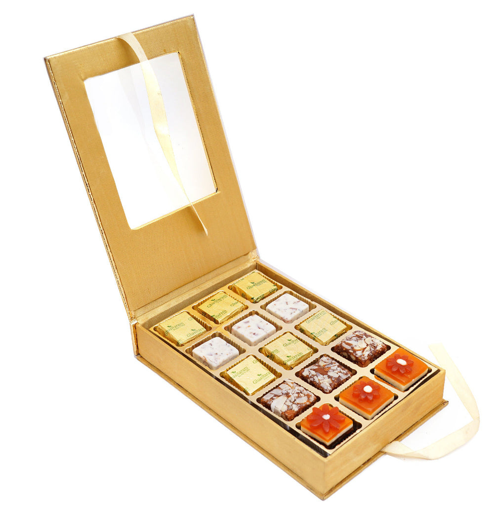 Diwali Gifts-Golden Leather Assorted Bites Box
