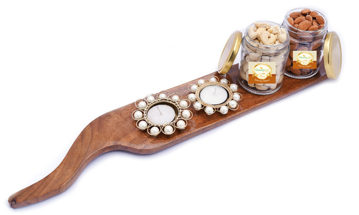 Salad Platter with T-lites, Almonds and Cashews Jars