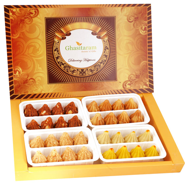 Big Box of Mawa, Milk Cake, Mysore Pak and Dodha Barfi Modaks