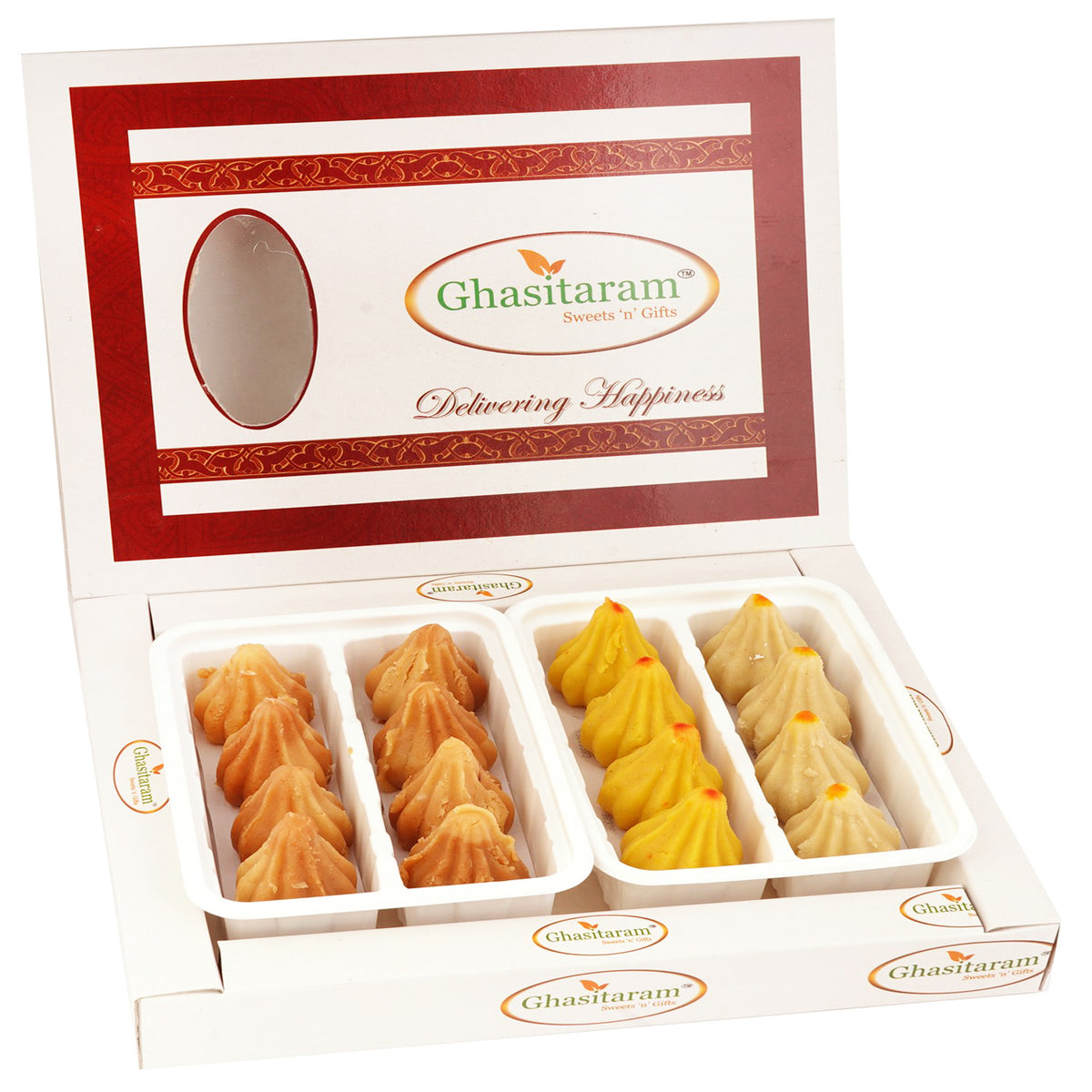 White Box of Mawa and Mysore Pak Modaks