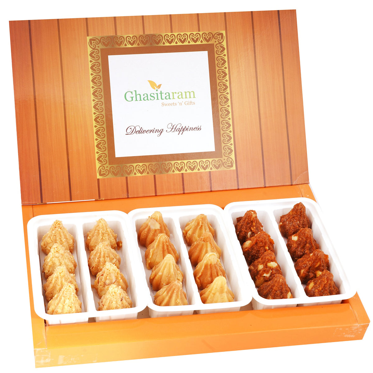 Assorted Box of Milk Cake, Dodha Barfi, Mysore Pak Modaks