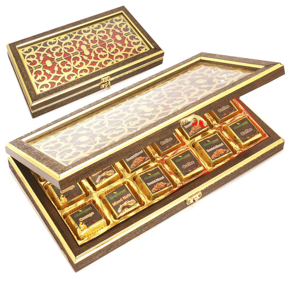 Wooden Lazer 18 pcs Assorted Chocolates Box