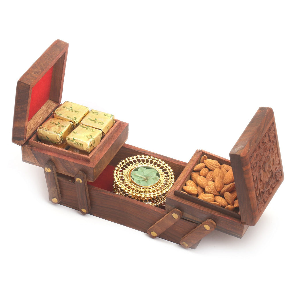 Foldable Jewelley Box of Almonds, Chocolates and 2 T-lites