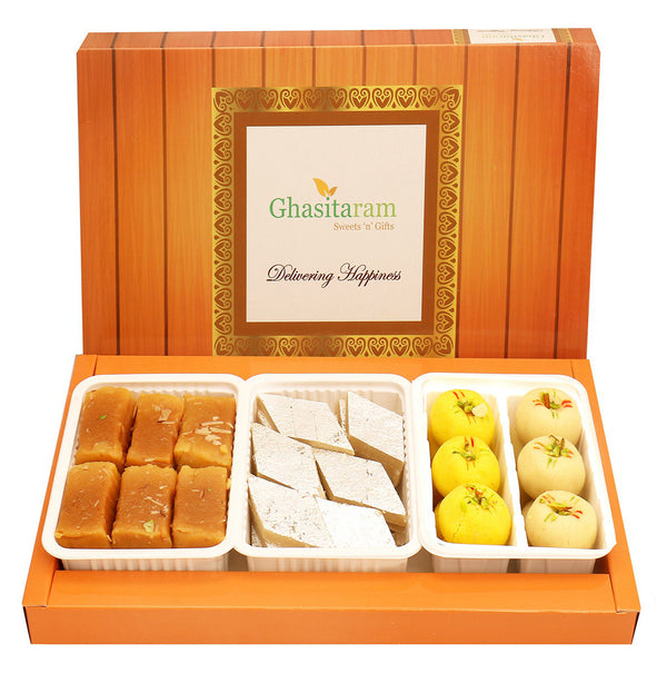 Assorted Box of Kaju Katli, Mawa Peda and Mysore Pak