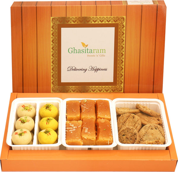 Assorted Box of Mawa Peda; Mysore Pak and Methi Mathi