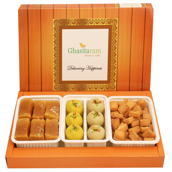 Assorted Box of Mawa Peda, Soft Mysore Pak and Shakar Pada