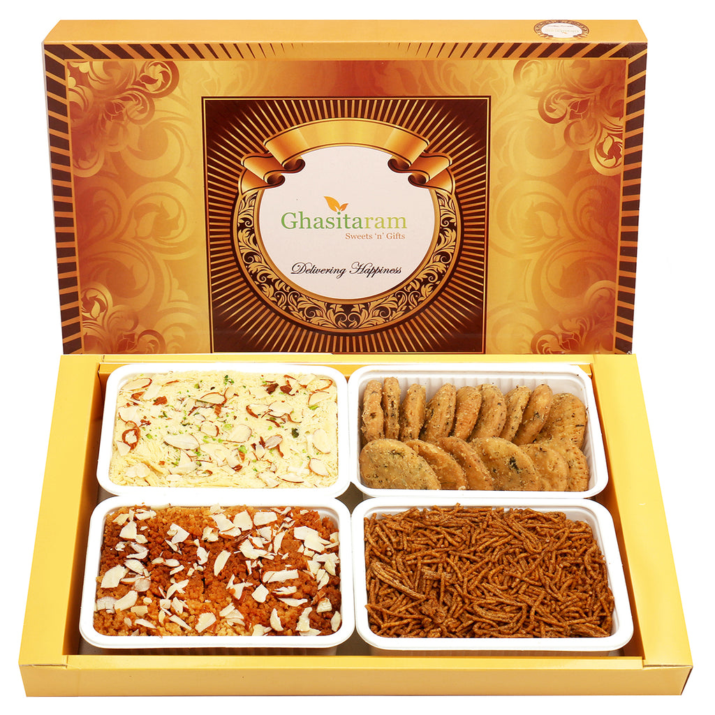 Big Box of Soan Papdi, Milk Cake, Methi Mathi and Soya Sev