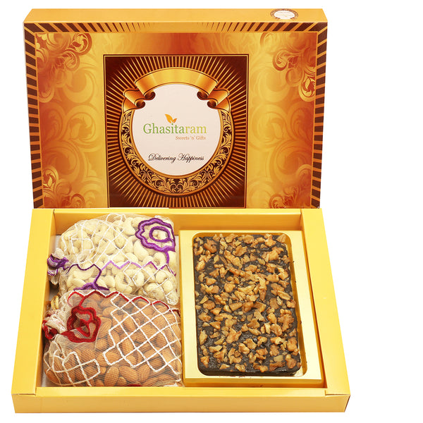 Big Box Of Walnut Chocolate Bark, Almonds and Cashews Pouch