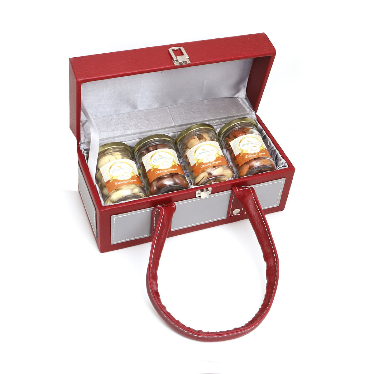 Apex Wooden Box Of Chocolate Almonds, Cashews , Almonds and Pistachios Jars