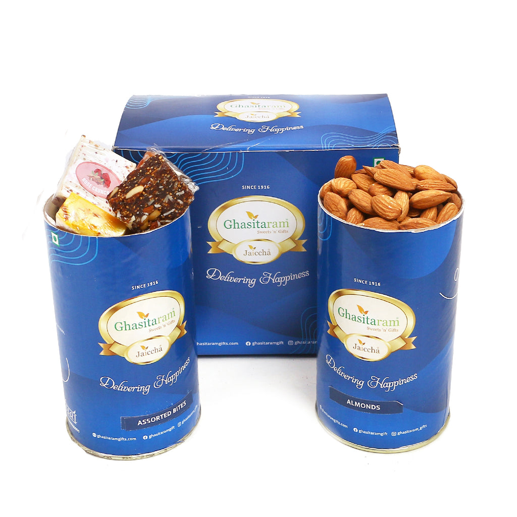 Diwali Gifts-Assorted Bites and Almond Cans