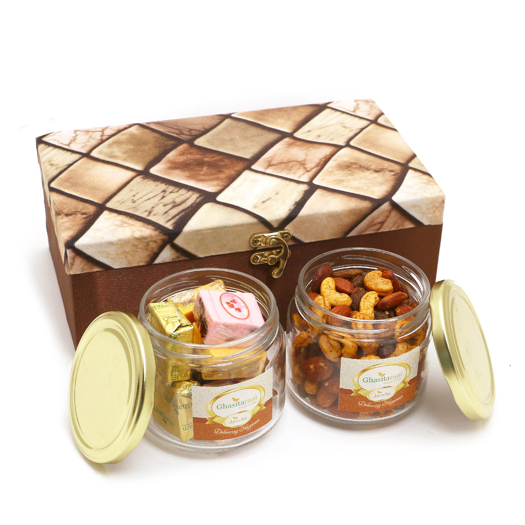 Diwali Gifts-Miracle Box of 2 Jars Of Assorted Bites and Mix Dryfruits