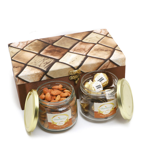 Miracle Box of 2 Jars Of Channa Laddoo and Almonds